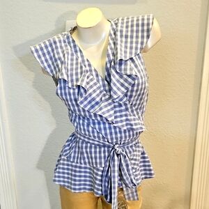 Antonio Melani Blue Wrap Top
